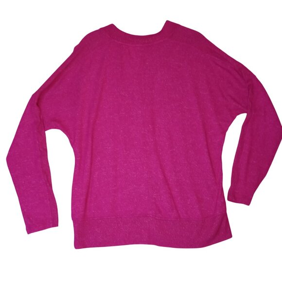Buffalo David Bitton Womens L V-Neck Knit Sweater Fuchsia Poly/Viscose Blend - Picture 3 of 6